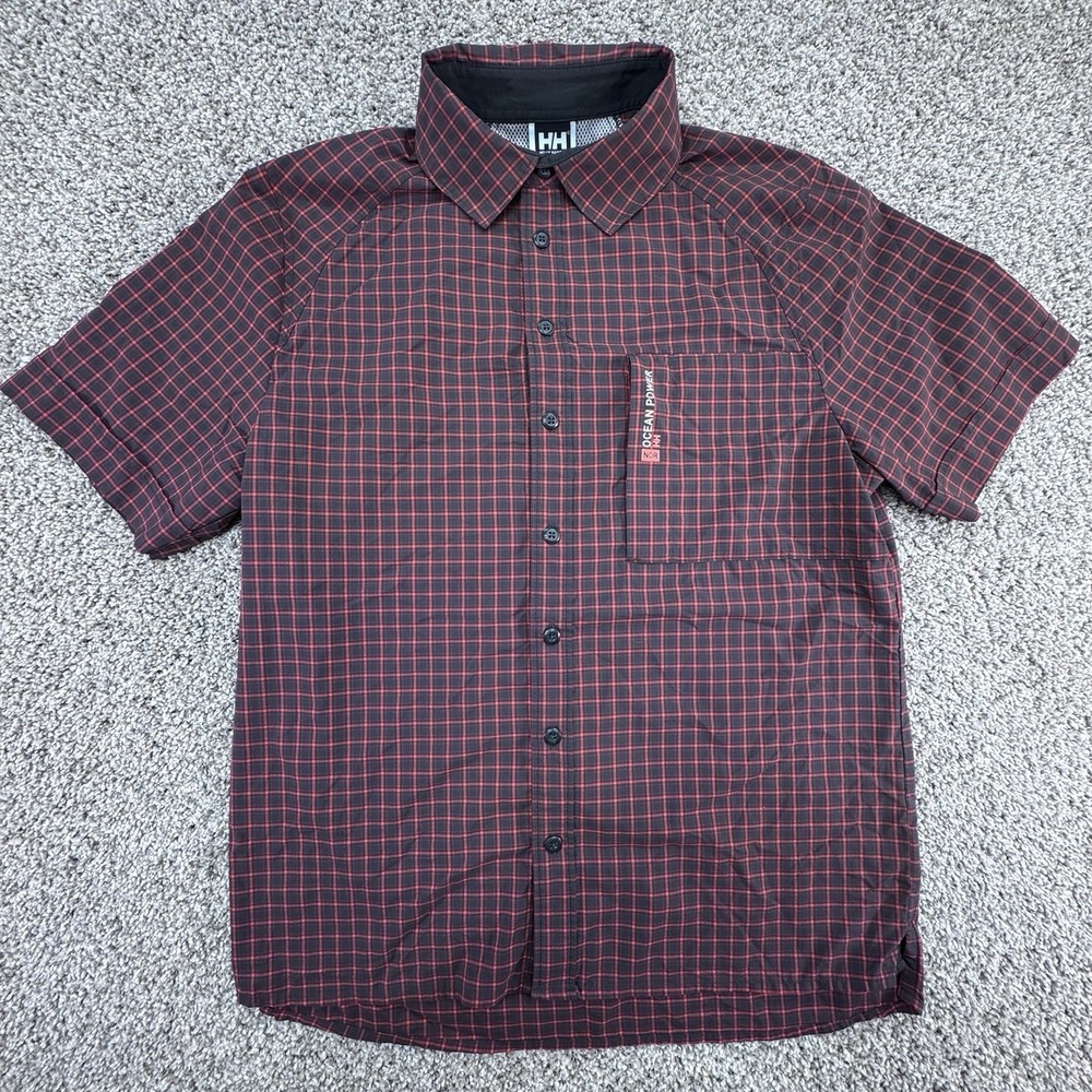 Helly Hansen Shirt Mens Size Small Red Vented Ocean Power Sailing Short Sleeve - Picture 2 of 7
